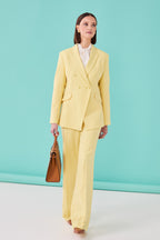 Wide Leg Trousers in Plain Summer Yellow - Paloma