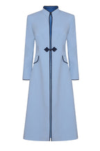 Vanessa Coat in Sky Blue Wool Faille
