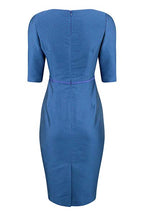 Jade Blue Herringbone Jacquard Dress - Angela