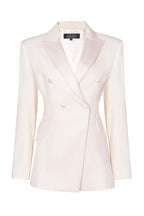 Cream Tuxedo Jacket with Silk Grosgrain Lapels - Imogen