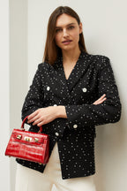 Tweed Jacket in Black Tweed with White Dots - Imogen