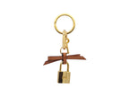 Bow and Padlock Keyring/Bag Charm - Dolomite - Tan