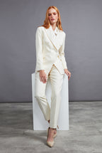 Cream Tuxedo Jacket with Silk Grosgrain Lapels - Imogen