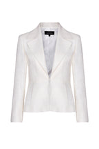 Ivory Raw Silk Tussar Fitted Jacket with Wide Collar and Waist Fastening - Joanna