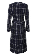 Navy/White Check Tweed Coat - Chloe