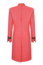 Coral Dress Coat in Summer Brocade with Cord Trim and Frogging  - Vicky