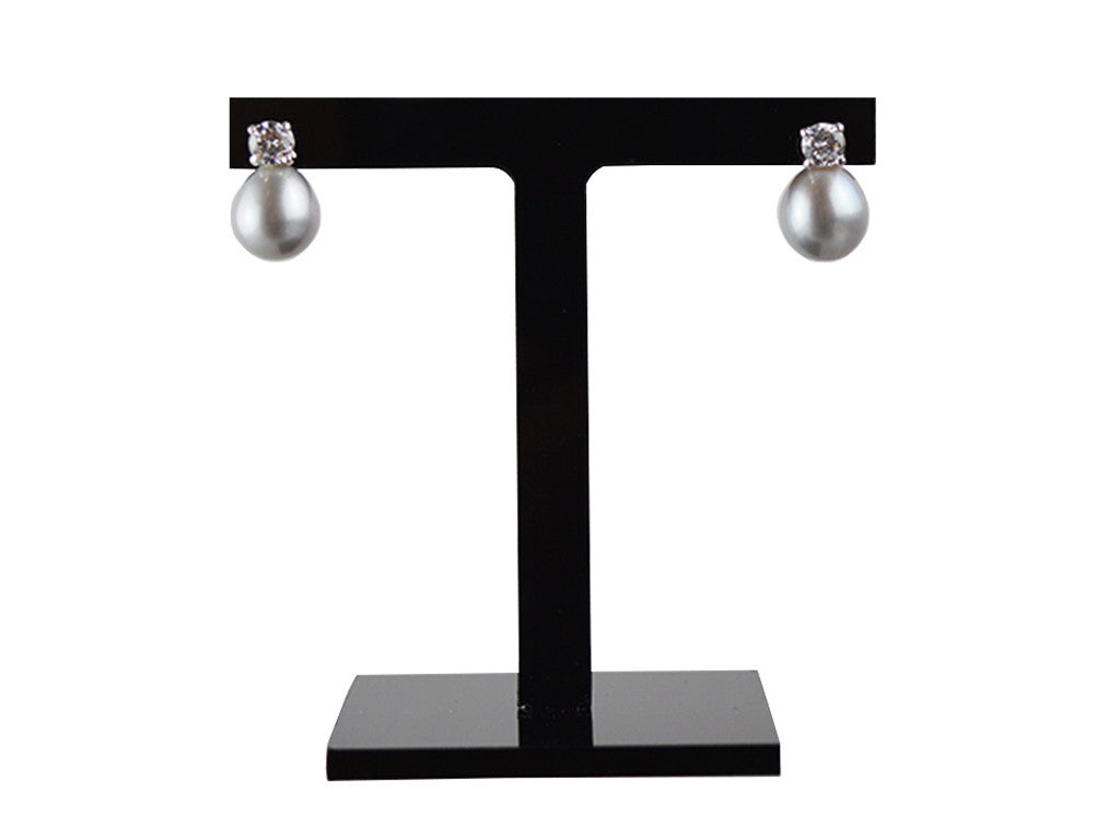 Earrings - Teardrop Fresh Water Pearl On Silver With Swarovski Crystal