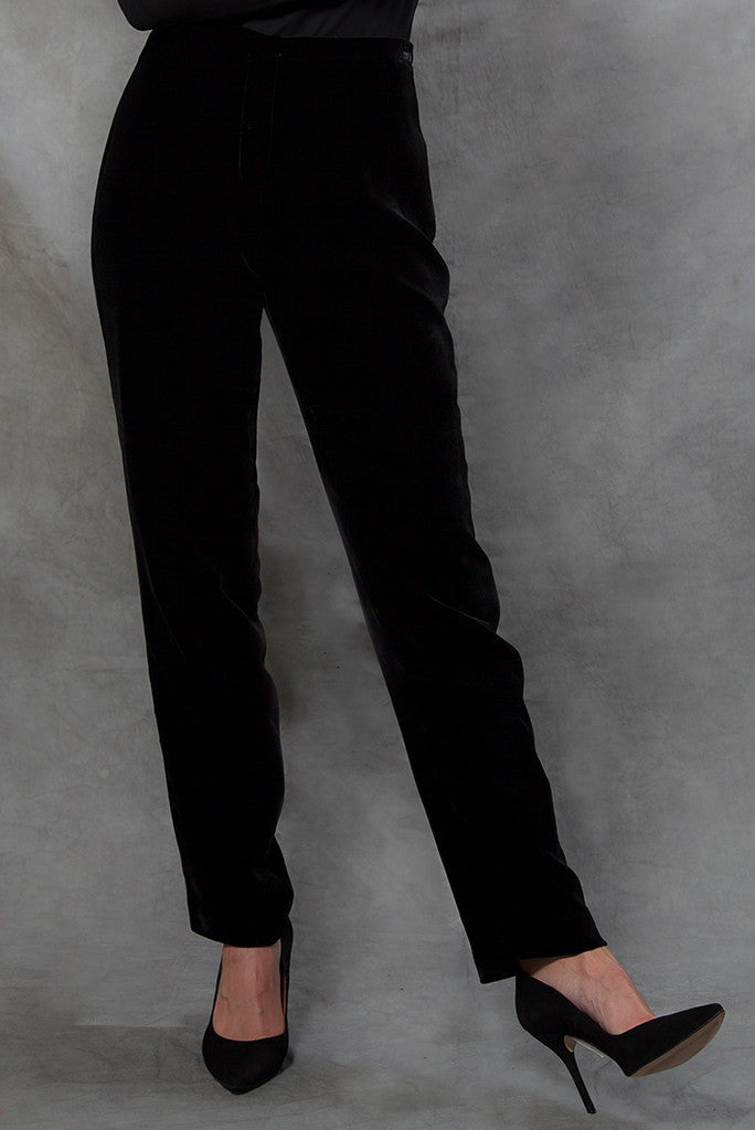 Trousers - Velvet Trousers With Narrow Leg In Black - Cigarette