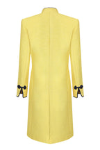 Yellow Dress Coat in Summer Brocade with Cord Trim and Frogging  - Vicky